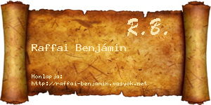 Raffai Benjámin névjegykártya